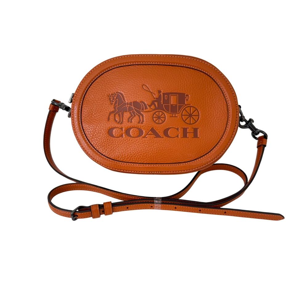 Coach Horse and Carriage Logo Leather Crossbody Camera Bag Ginger/Gunmetal C4056
